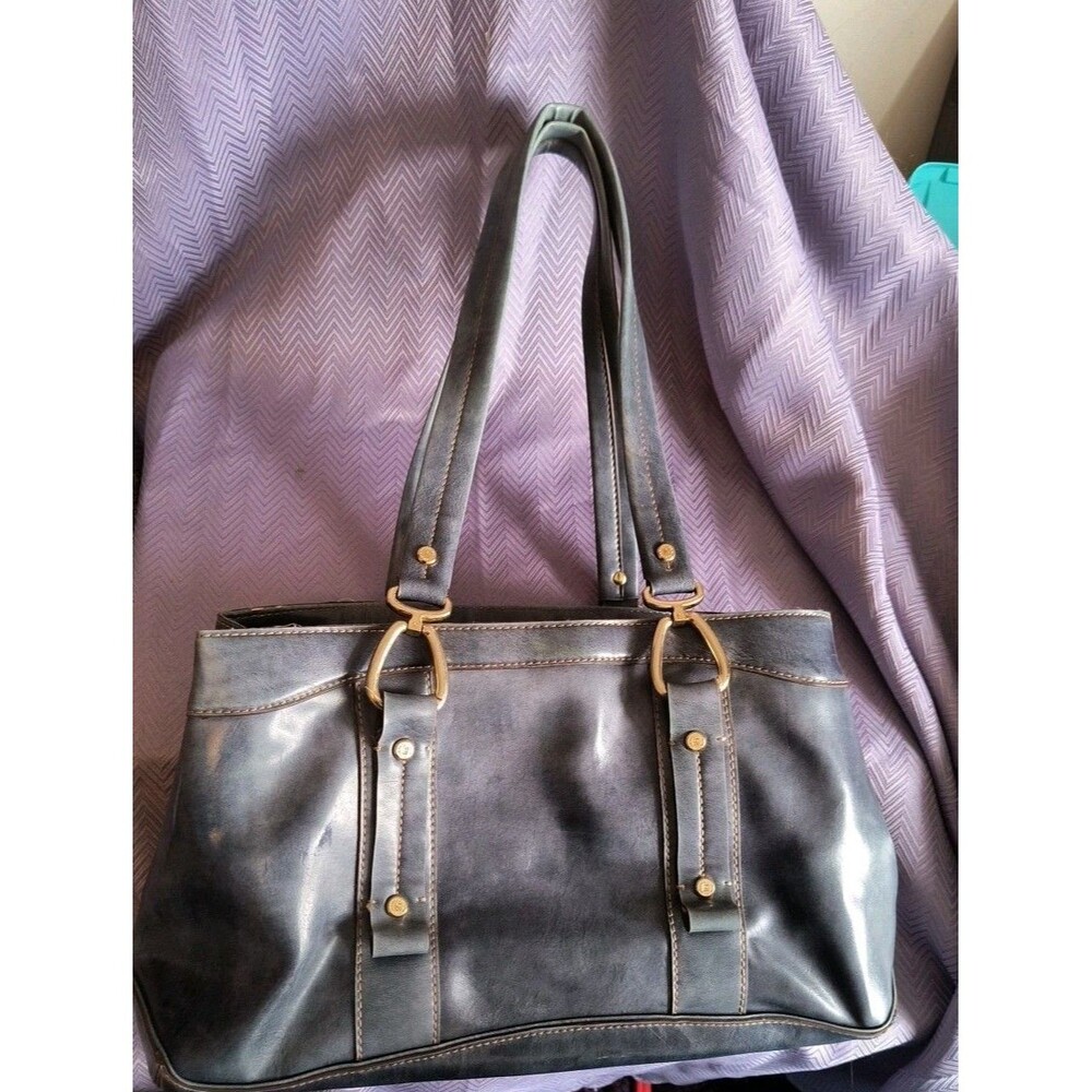 Liz Claiborne Blue Handbag Gold Hardware